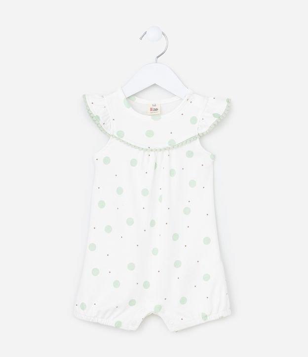 Macaquinho Infantil com Babadinho e Estampa Poá - Tam 0 a 18 meses - 1