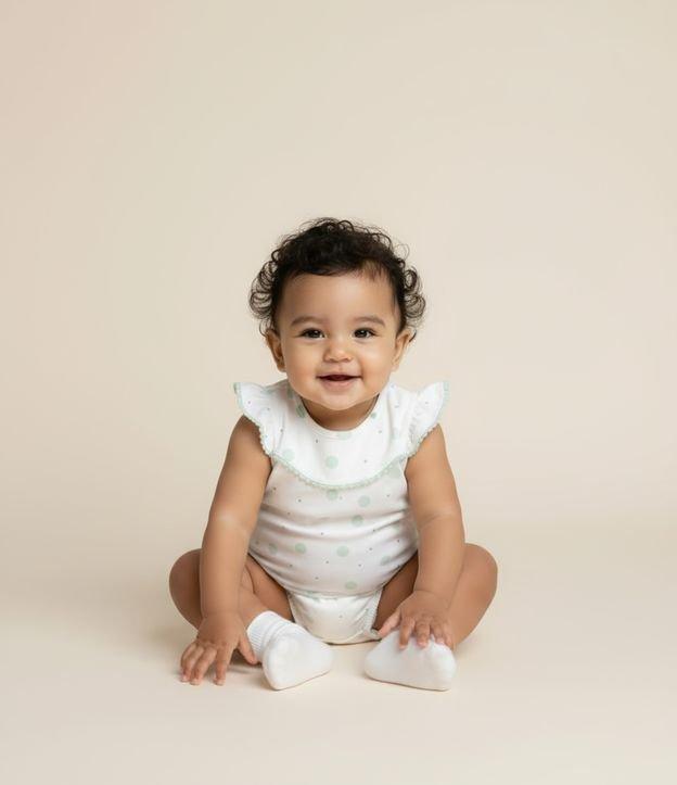 Macaquinho Infantil com Babadinho e Estampa Poá - Tam 0 a 18 meses - 2