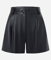 Short Curto em PU com Cintura Alta e Bolsos - 1