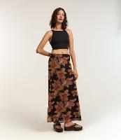 Saia Reta Longa com Cintura Elástica e Estampa Floral - 1