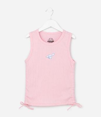 Regata Infantil  com Amarração e Bordado Cinnamoroll - Tam 5 a 14 Anos