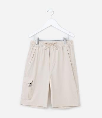 Bermuda Infantil em Microfibra com Bolsos Cargo - Tam 5 a 14 Anos