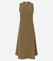 Vestido Evasê Longo em Bengaline com Franzidos e Pences - 1