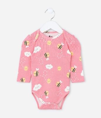 Body Infantil em Ribana com Estampa Abelha - Tam RN a 18 meses