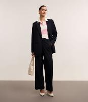 Calça Reta Alfaiatada Listrada com Cintura Alta e Fio Tinto - 1