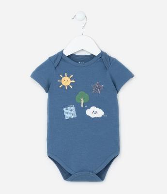 Body Infantil com Estampa Sol e Nuvem - Tam 0 a 18 meses