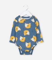 Body Infantil com Estampa Cara de Gatinho - Tam RN a 18 meses - 1