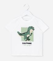 Camiseta Infantil com Estampa Dinossauro 3D - Tam 1 a 6 Anos - 1