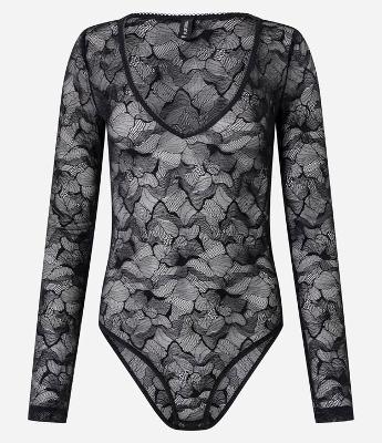Body em Renda Floral e Decote V
