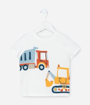 Camiseta Infantil com Estampa Tratores - Tam 1 a 6 Anos