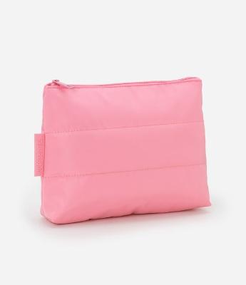 Nécessaire Trapézio com Etiqueta Embossed e Pespontos