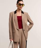 Blazer Alfaiatado com Gola Smoking Contrastante - 1