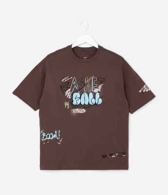 Camiseta Infantil com Lettering Grafitado - Tam 5 a 14  Anos