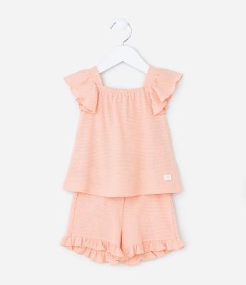 Conjunto Infantil Texturizado com Babadinhos - Tam 0 a 18 meses