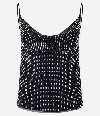 Blusa em Tule Metalizado e Decote Degagê