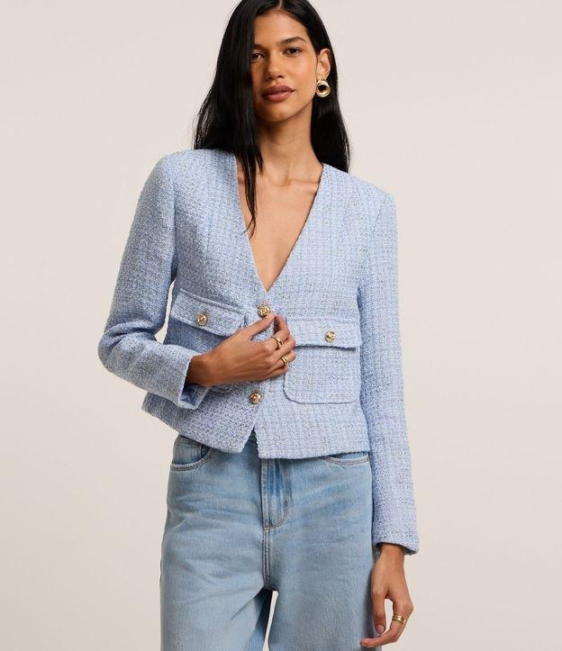 Casaqueto em Tweed com Bolsos com Lapelas - 1