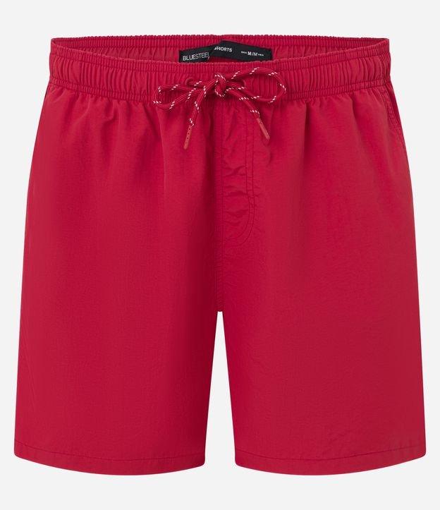 Bermuda de Banho Básica em Microfibra com Cós Elástico e Cordão - 1