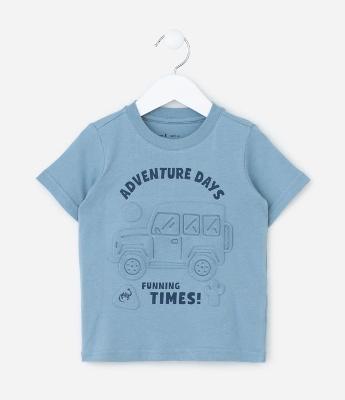 Camiseta Infantil com Estampa em Relevo de Carro - Tam 1 a 6 Anos