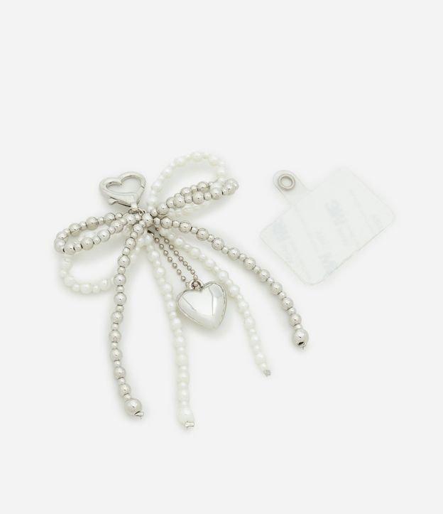 Chaveiro em Metal com Laço com Pérolas Artificiais e Coração - 1