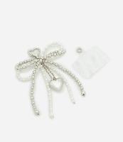 Chaveiro em Metal com Laço com Pérolas Artificiais e Coração - 1