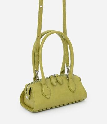 Bolsa Transversal Mini Satchel com Alça de Mão e Zíper Duplo