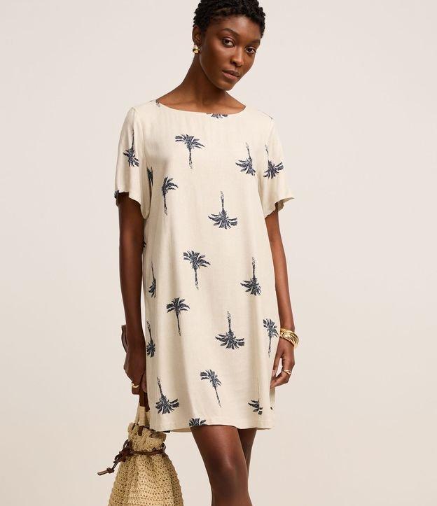 Vestido T-Shirt em Viscose com Efeito Linho e Estampa Coqueiros - 2