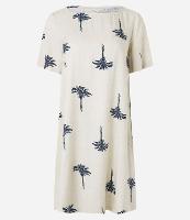 Vestido T-Shirt em Viscose com Efeito Linho e Estampa Coqueiros - 1