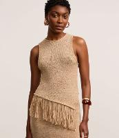 Blusa Alongada em Tricô com Franjas na Barra Assimétrica - 2