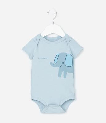 Body Infantil com Estampa de Elefantinho - Tam 0 a 18 meses