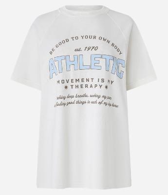 Camiseta Alongada Esportiva em Algodão com Estampa Athletic
