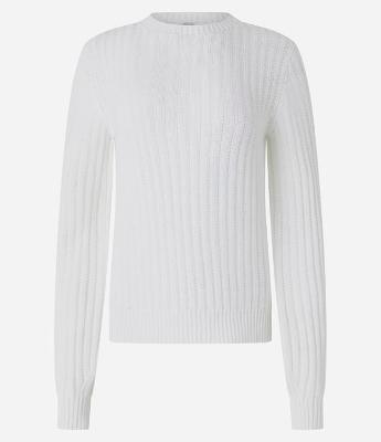 Blusa Básica em Tricô Canelado e Manga Longa