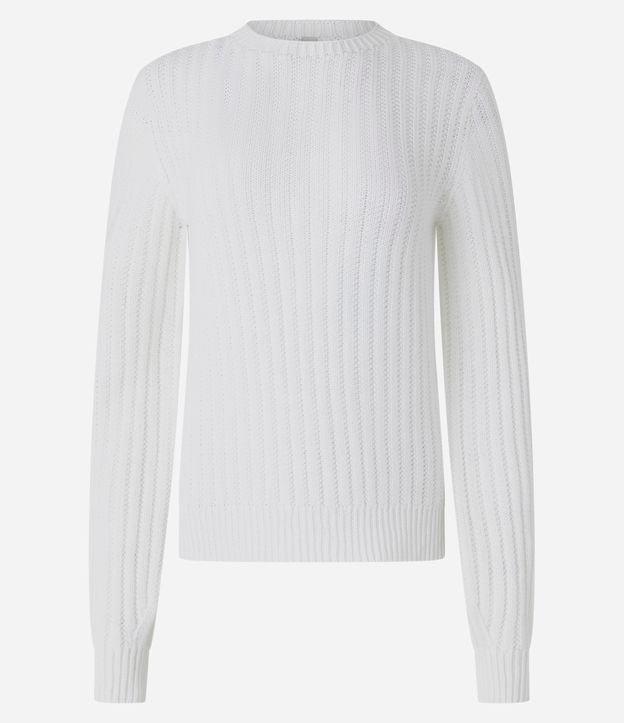 Blusa Básica em Tricô Canelado e Manga Longa - 1