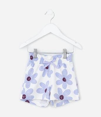 Short Infantil com Estampa Florzinhas - Tam 1 a 6 Anos