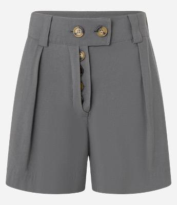 Short Reto Cintura Alta em Viscose com Pregas