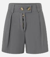 Short Reto Cintura Alta em Viscose com Pregas - 1