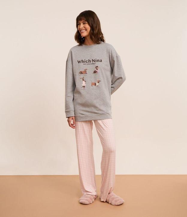 Pijama Longo em Moletom Felpudo com Estampa de Cachorrinho - 2