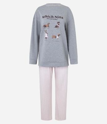 Pijama Longo em Moletom Felpudo com Estampa de Cachorrinho