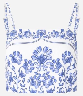 Blusa Cropped em Viscose com Estampa Floral e Lastex
