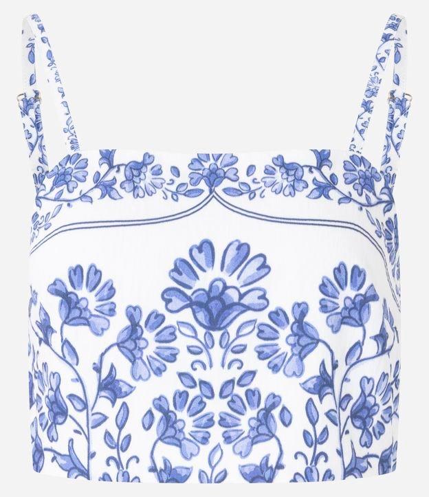 Blusa Cropped em Viscose com Estampa Floral e Lastex - 1