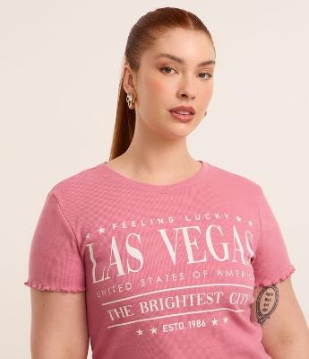 Blusa em Ribana com Estampa Las Vegas Curve & Plus Size