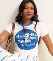 Blusa Baby look em Algodão com Gola Contrastante e Estampa Fundo do Mar - 1