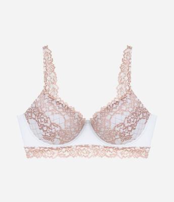 Sutiã Base com Bojo e Renda Floral Bicolor Curve & Plus Size