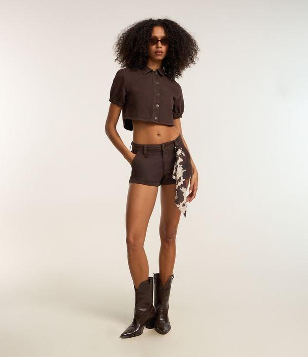 Short Curto em Sarja com Lenço Animal Print Vaca - 1