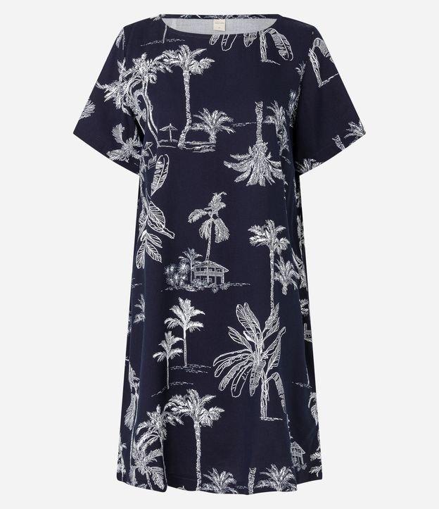 Vestido T-Shirt Reto em Viscose com Estampa Coqueiros - 1