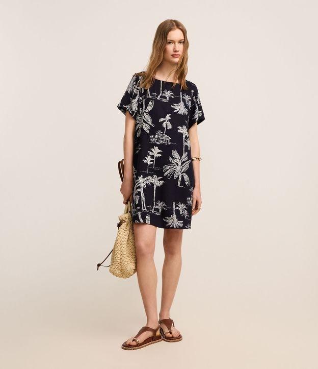 Vestido T-Shirt Reto em Viscose com Estampa Coqueiros - 2
