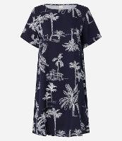 Vestido T-Shirt Reto em Viscose com Estampa Coqueiros - 1