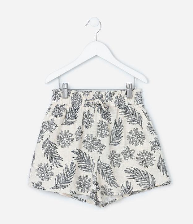 Short Clochard Infantil em Viscolinho Estampa Folhagens - Tam 5 a 14 Anos - 1