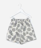 Short Clochard Infantil em Viscolinho Estampa Folhagens - Tam 5 a 14 Anos - 1