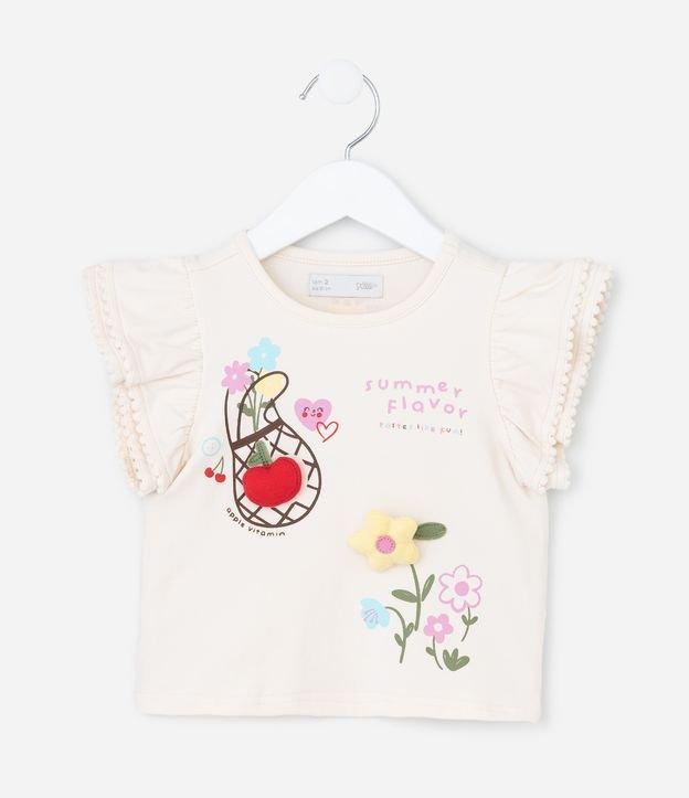 Blusa Infantil com Estampa Interativa e Pompons - Tam 1 a 6 Anos - 1