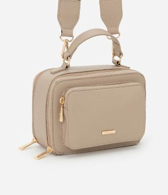 Bolsa Câmera Bag Transversal Pequena com Bolso Frontal e Alça de Gorgorão